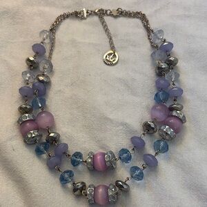 Vintage Crown Trifari Purple and Blue Double-Strand Necklace 1